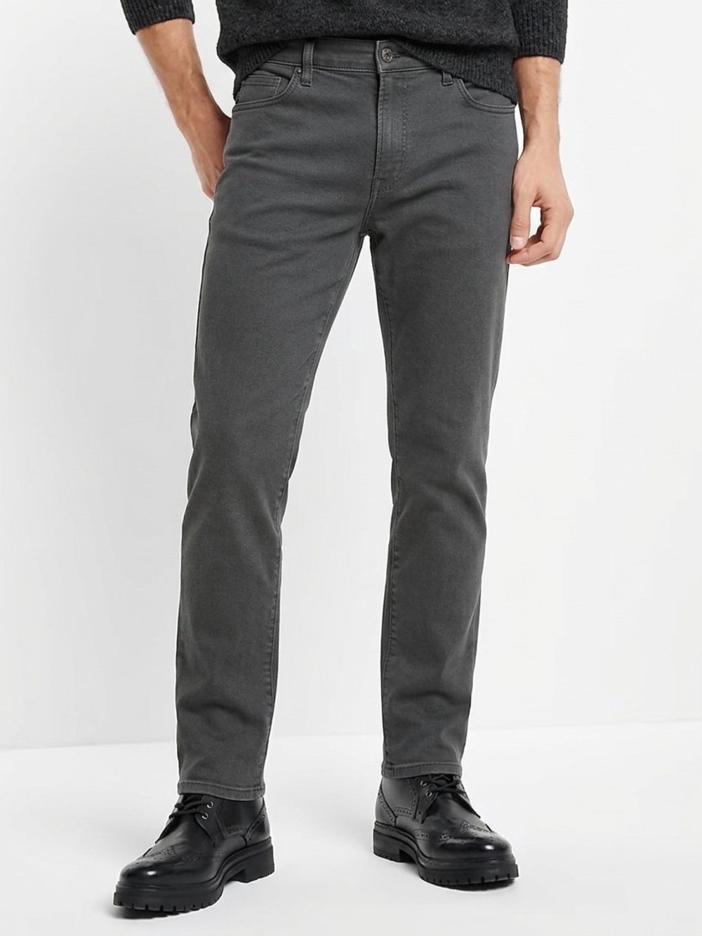 Express Men's Slim Straight Jeans - Gray